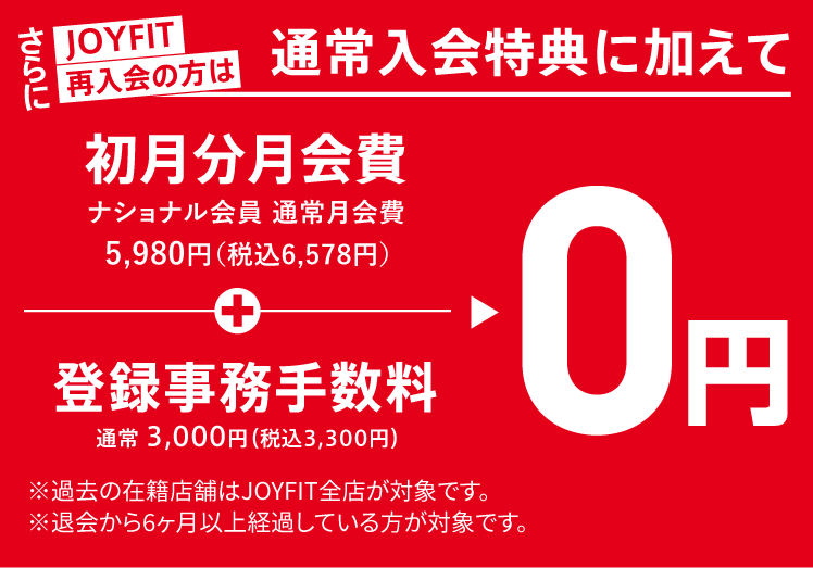 さらにJOTFIT再入会の方は
