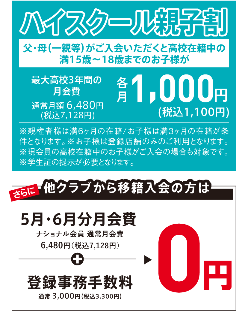 ハイスクール親子割